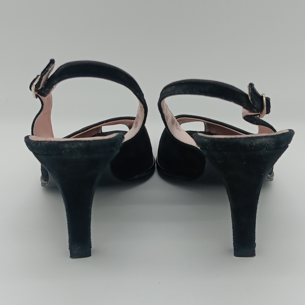 Max de Carlo Suede Peep-Toe Heels - Picture 5 of 8